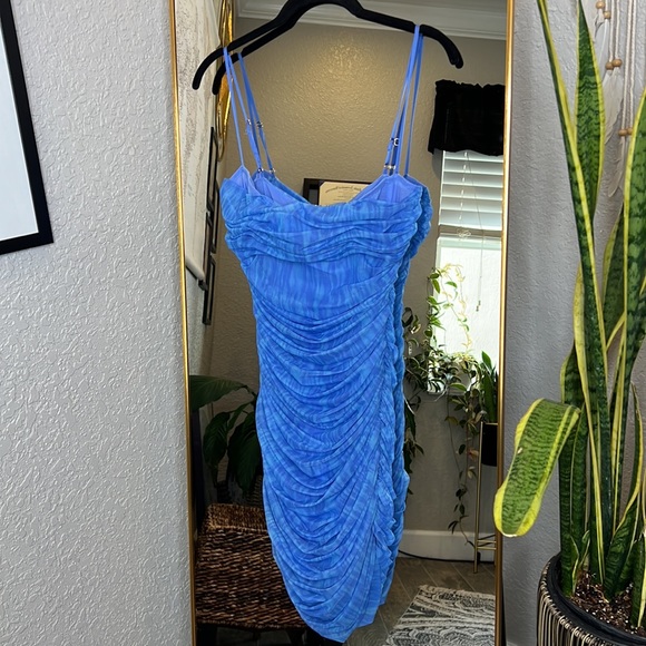 House of CB ‘Ella’ Sky Blue Organza Ruched Mesh Mini Dress ASO Euphoria NWOT - Picture 7 of 10